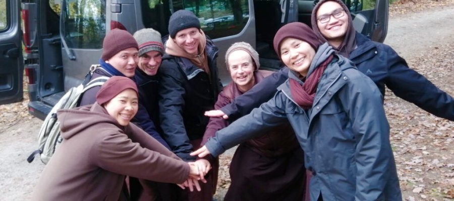 From left: Sister Presence, Brother Inclusiveness, Br. Resolve, Br. Mountain, Sr. Samadhi, Sr. One Way, Br. Present (+ Sr. Gratitude)